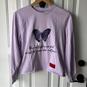 CHNGE Embroidered Butterfly Cropped Shirt, XS-S